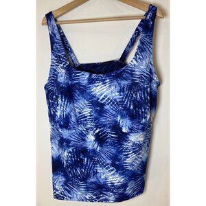 NWT Lands' End Tankini Swim Top Underwire Navy Blue Tie Dye Size 24W New